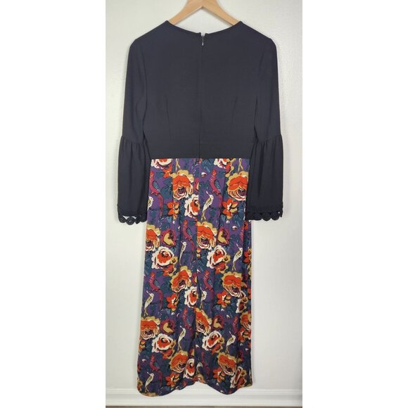 Modcloth X Anna Sui Women's Sz. 6 Rooted In Retro Maxi Print Bell Sleeve Dress - Picture 7 of 8